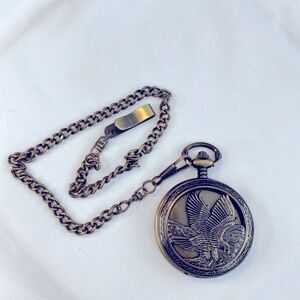 Working! Unisex Bald Eagle Patriotic Pocket Watch